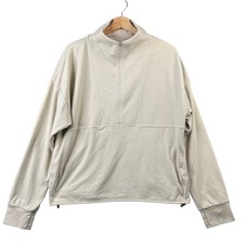 Varley Timberley Half Zip Midlayer Brushed Rib Pullover Cream VAR02124 Womens M