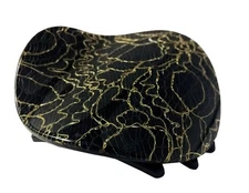 French Amie Handmade Onde 2 3/4" Medium Golden Lace Black Hair Claw Clip