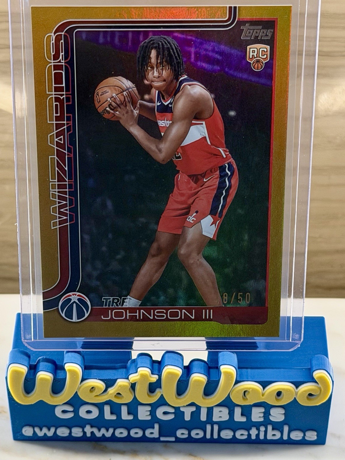 2025-26 Topps Tre Johnson III #206 RC Rookie Gold Rainbow /50 WIZARDS