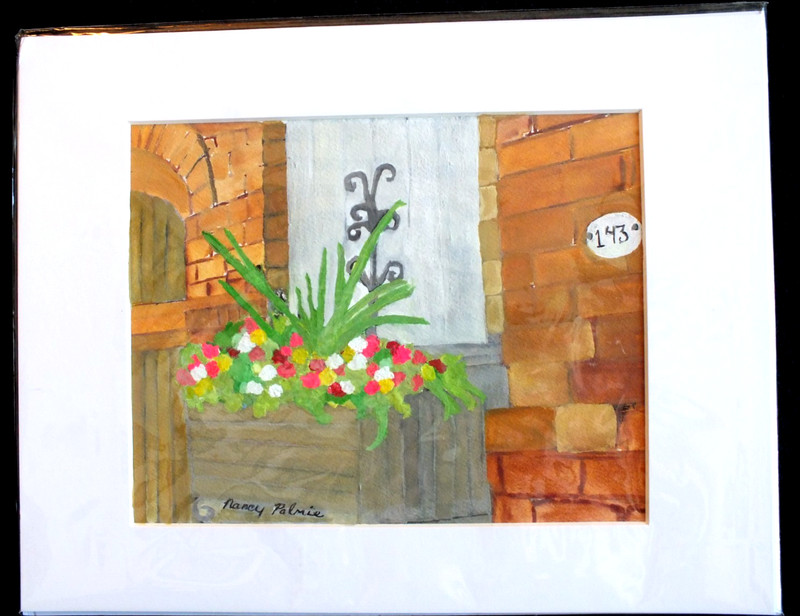 Original watercolor "Charleston Window" scene by Nancy Palmie,  11 x 14, matted