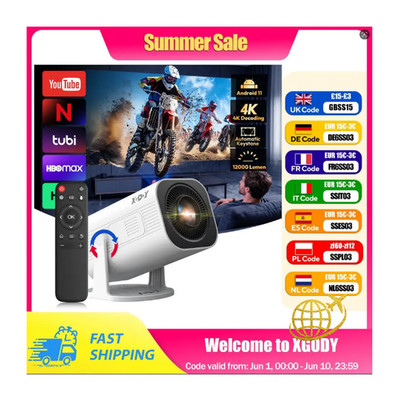 Projektor 4K Wifi6 Android Mini Beamer 300 ANSI Dual WIFI BT5.4 1280*720P