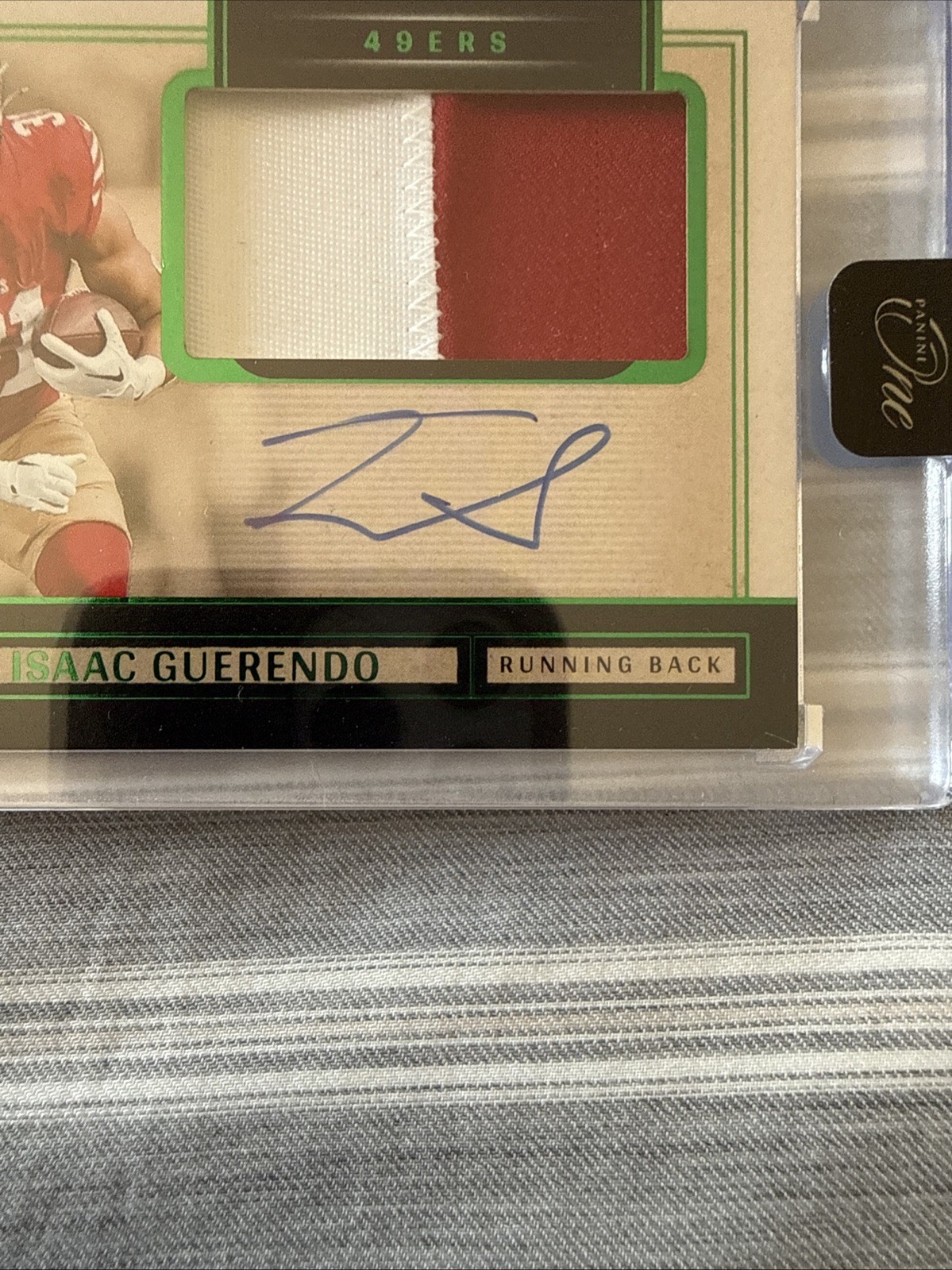 2024 Panini One Isaac Guerendo Rookie Patch Auto /49 49ers RPA SF 49'ers view 4
