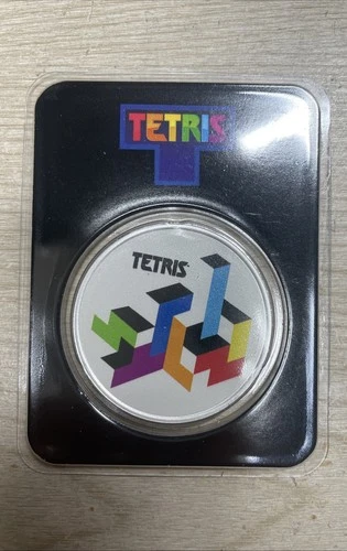 Tetris 1 oz .999 Silver AG Commemorative Tetrimino Design Coin Arcade