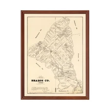 Old Map of Brazos County, TX 1897 - Vintage Texas Art