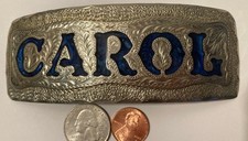 Vintage Metal Belt Buckle, Carol, Caroline, Nice Western Design