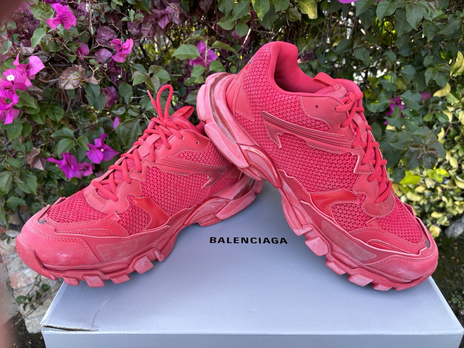 SAOLA Sneakers nuove con scatola $1150 Balenciaga Track 3 suola grossa distrutta rosse taglia 46 US 13