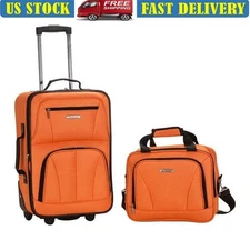 2 Piece Softside Expandable Luggage Set W/ Rolling Wheels Flight Tote Bag Travel