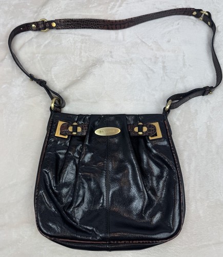 BRAHMIN Black Leather Crossbody Golden Hardware Bag