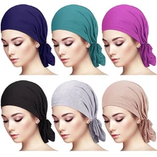6 Pieces Head Scarf for Women Slip on Pretied Head Scarves Cancer Headwear...