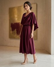 Vintage 70’s Grecian Goddess Dress Size S Burgundy Midi