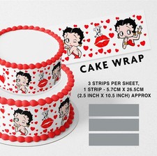 Bett Boo Red Hearts Pattern Strip Edible Cake Topper Decoration Edible Image