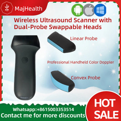 Wireless Ultrasound Scanner - Swappable Linear & Convex Probes, Color Doppler