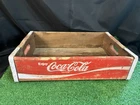 Vintage Enjoy Coca Cola Wooden Crate Red With White Lettering Wood Tray
