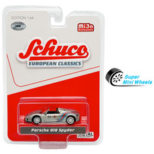 Schuco 1:64 Porsche 918 Spuder Martini Silver - European Classics