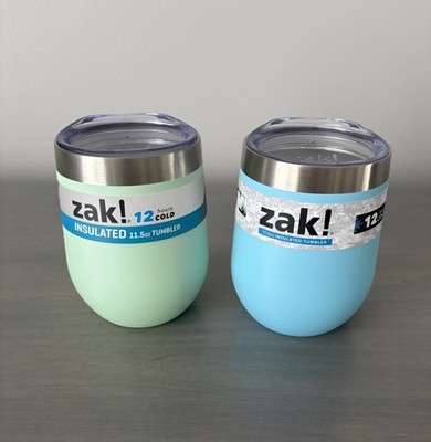 Zak! Insulated Tumblers Stainless Steel 11.5 oz Set Of 2 Blue And Green NEW