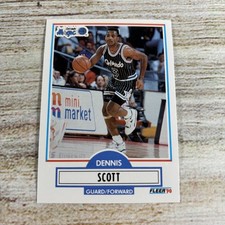 1990 Fleer Dennis Scott #U-68 Orlando Magic Rookie Report RC Basketball Card NBA. rookie card picture