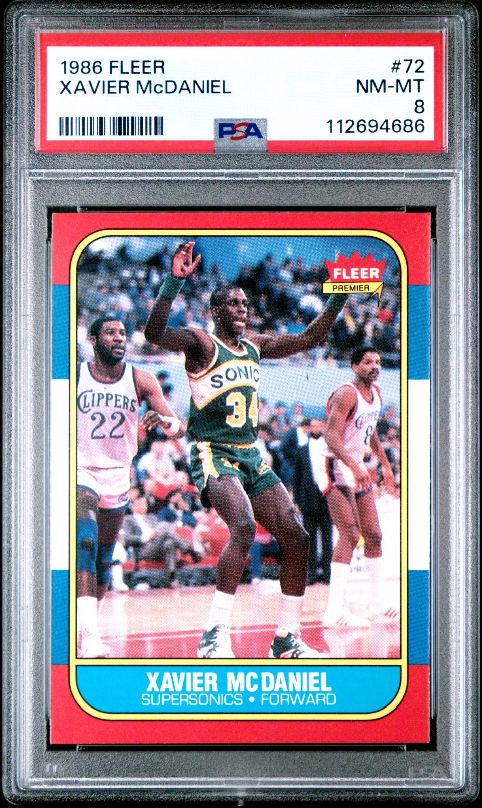 1986 FLEER #72 XAVIER MCDANIEL PSA NM-MT 8