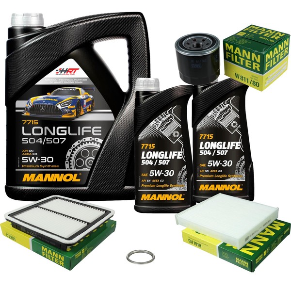 MANN-FILTER Inspektionspaket Mannol 7L Longlife 5W-30 FüR Subaru Outback 3.6 R-image