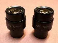 Pair Nikon CFI 10X/22 Microscope Eyepieces 30mm