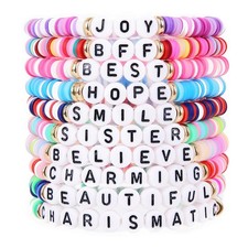 10pcs Surfer Heishi Clay Bead Stackable Preppy Bracelets, Colorful Friendship Br