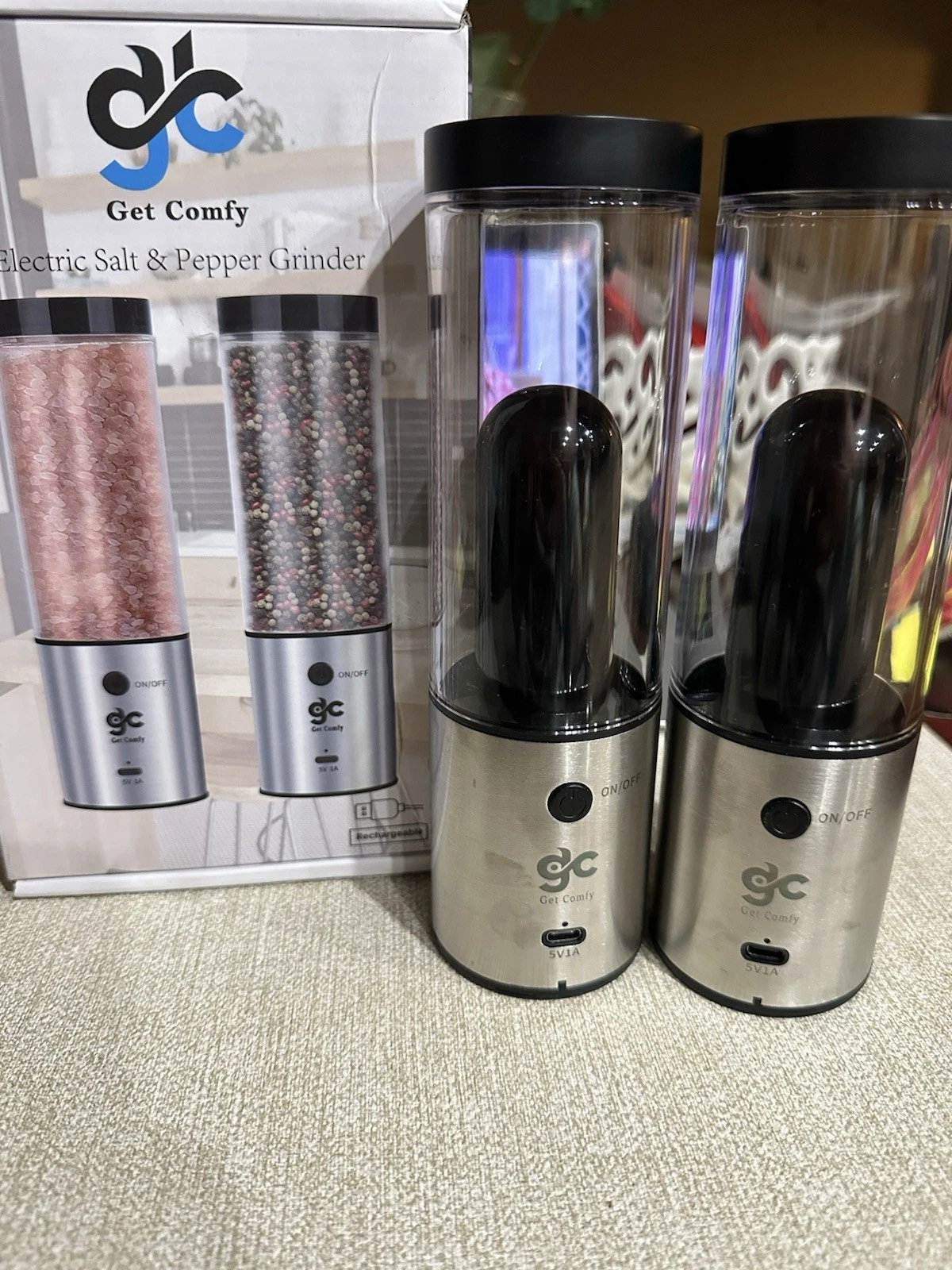 Electric Salt and Pepper Grinder Set, Automatic Mill USB-C Rechargeable