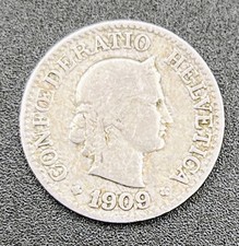 1909 B Switzerland 10 Rappen KM#27 Copper-Nickel World Coin Foreign