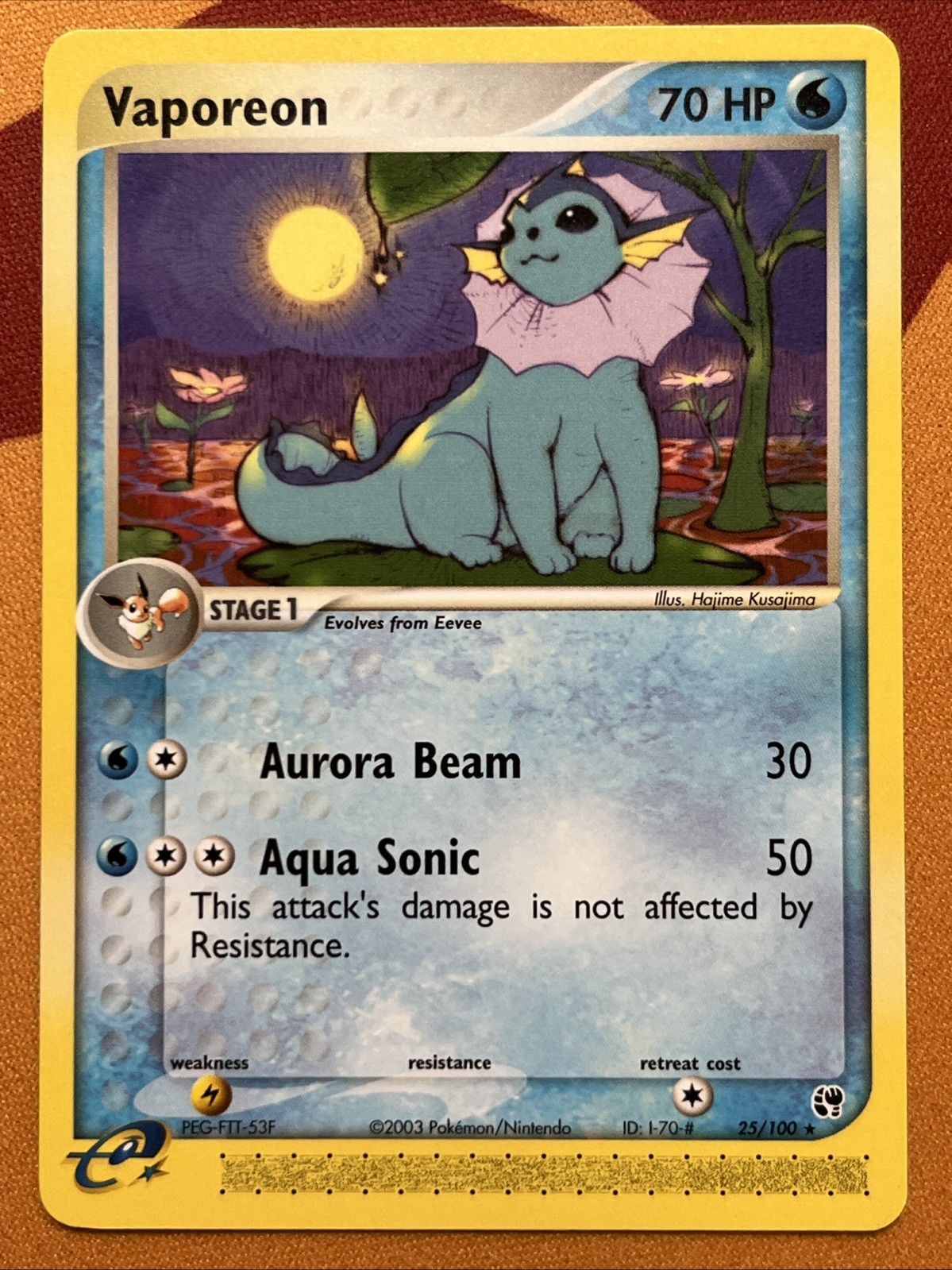 Pokemon Card - Vaporeon - Regular Rare (25/100) ex Sandstorm NM