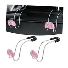 Car Headrest Hook, 2 Pack Bling Backseat Organizer Hanger for Purse Pink
