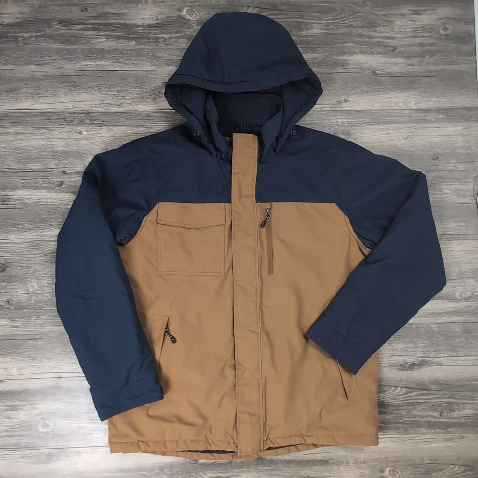 Swiss Tech Mens Brown Blue Full Zip Hooded Parka Jacket Winter Coat Size M 38-40 - Image 4 of 4