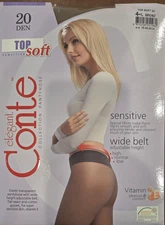 Conte Top Soft 20 Pantyhose/Tights L Bronze With FREE Silky Sheers!