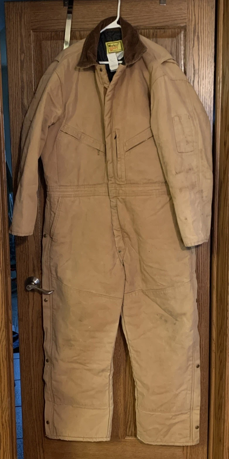 Work N Sport Canvas Insulated Overalls 50 R Tan Full Body Outdoor Mechanic