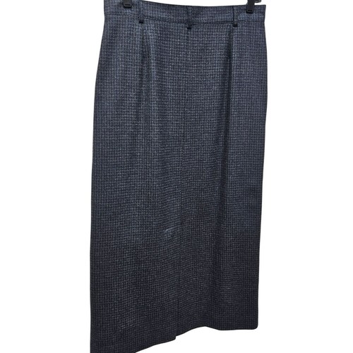 Vintage Mark Shale Blue Wool Long Pencil Skirt Size 12 Button Zip Closure Lined - Picture 5 of 12
