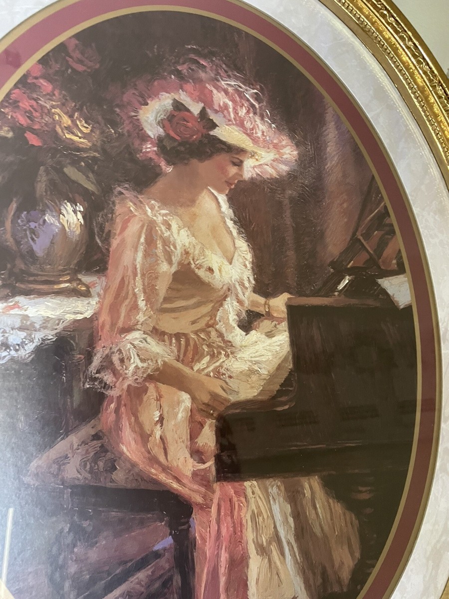 Nenad Mirkovich Victorian Woman Piano Oval Framed Art Home
