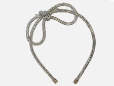 Fashion Culture Glittering Rhinestone Rope Big Bow Headband, Iridescent