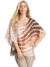 NWT Woman's Flowy Poncho Caftan Brown Black Tan Peach Animal Print LG-XL