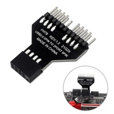 2Pcs Motherboard USB2.0 9Pin Interface Header Splitter 1 to 2 Extension Adapter