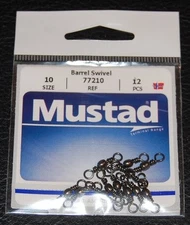 Mustad 77210-010 Black Barrel Swivels Size 10 Pack of 12