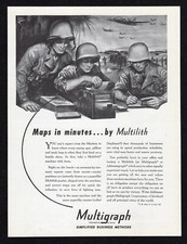 1943 Multigráfico Multilith Mapas Minutos Marines Enemigo Pistola Pastillero Tanque Anuncio Impreso
