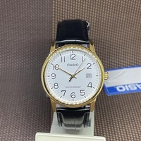 Casio MTP-V002GL-7B2 Analog WeißEs Zifferblatt Schwarzes Leder Datum LäSsige ...