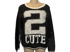 Justice Sequin/Textured Sweater 2-CUTE Sz Xl Girls/small Adult Black/white