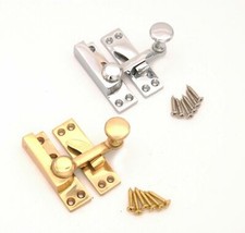 Sliding Sash Window Catch Quadrant Arm Latch Fastener Brass, Chrome and Antique