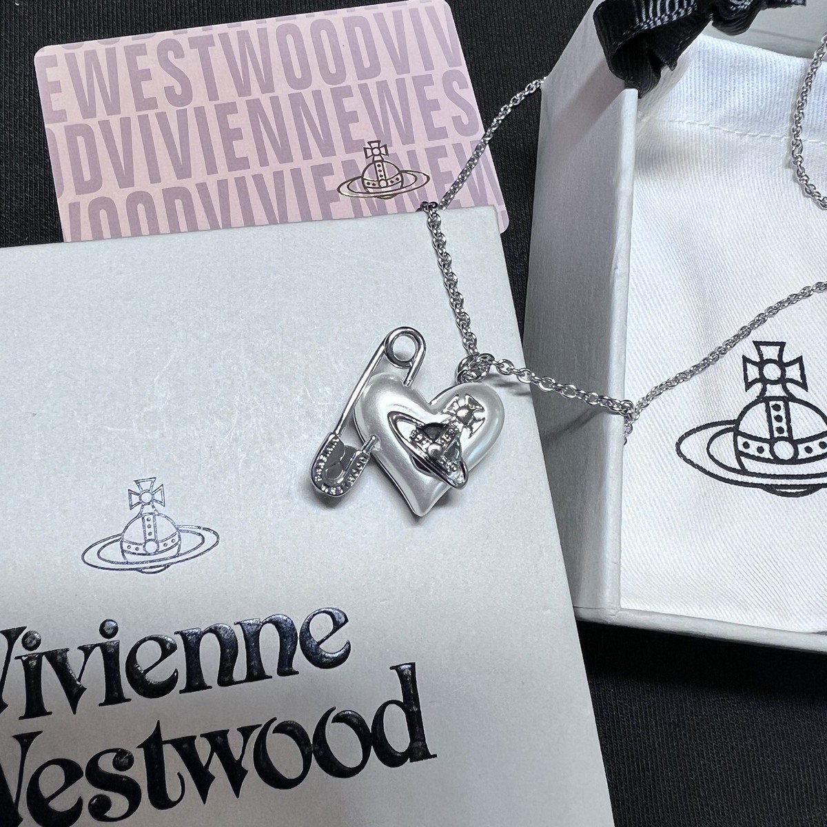 Vivienne Westwood ORIETTA Pearl Big Heart With Safety Pin