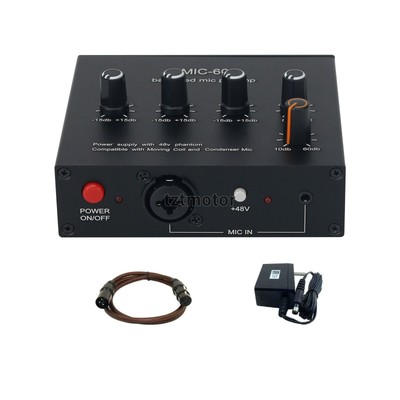 MIC-60 Balanced Mic Preamp Built-in 48V Phantom Power Supply Dynamic Micro Amp