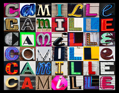 CAMILLE Name Poster featuring photos of actual sign letters