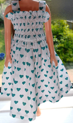 SALE: Sommerkleid weiß grün Herzmuster, passend für Glitzerpuppe Glitzerez + Lappenpuppen
