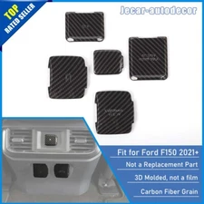 5pcs Carbon Fiber Front & Rear Power USB Socket Cover Trim For 2021+ Ford F150