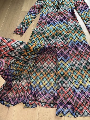 MISSONI RUNWAY RARE STRETCH LONG DRESS DUSTER COVERUP MULTICOLOUR SIZE 46 / 8-10 - Picture 12 of 15