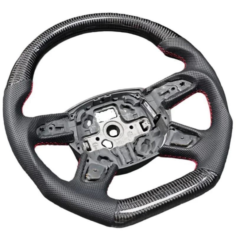 Real Carbon Fiber Flat Sport Steering Wheel Fit 2013-2016 Audi A4L A6L A7 A8 Q7 - Image 3 of 4