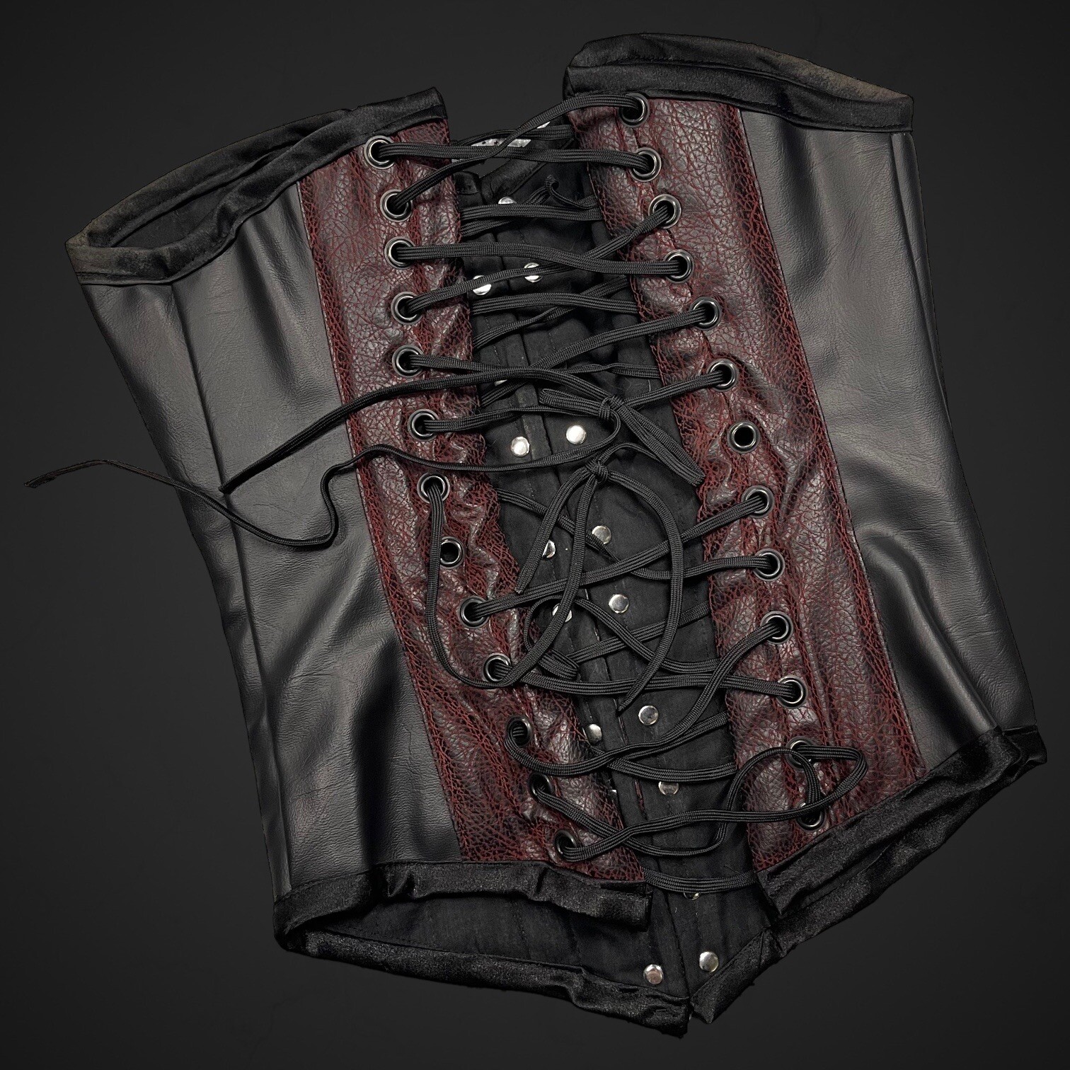 Strapless Corset Top Black Faux Leather Steampunk Got… Gem