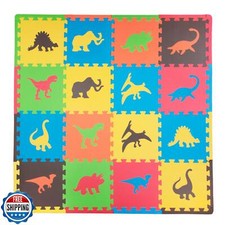 Tadpoles Dinosaur Foam Playmats for Kids 16 Interlocking Foam Mats with 16 B